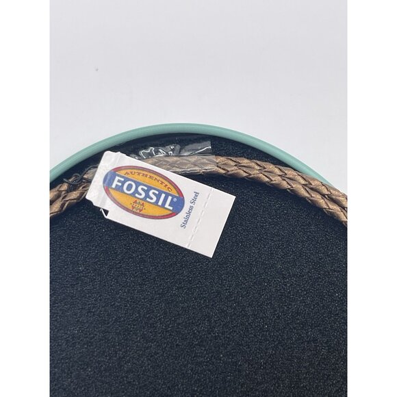 FOSSIL Charm Braided Leather Necklace in Finch Seed Mix Tin - Picture 3 of 6